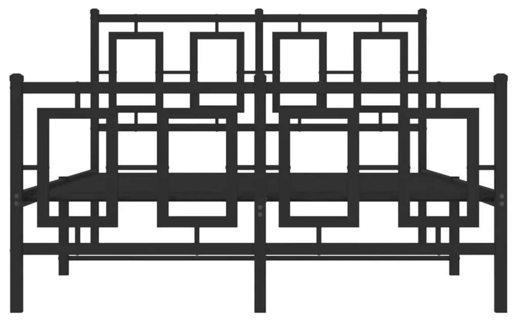 Estrutura de cama com cabeceira e pés 120x190 cm metal preto