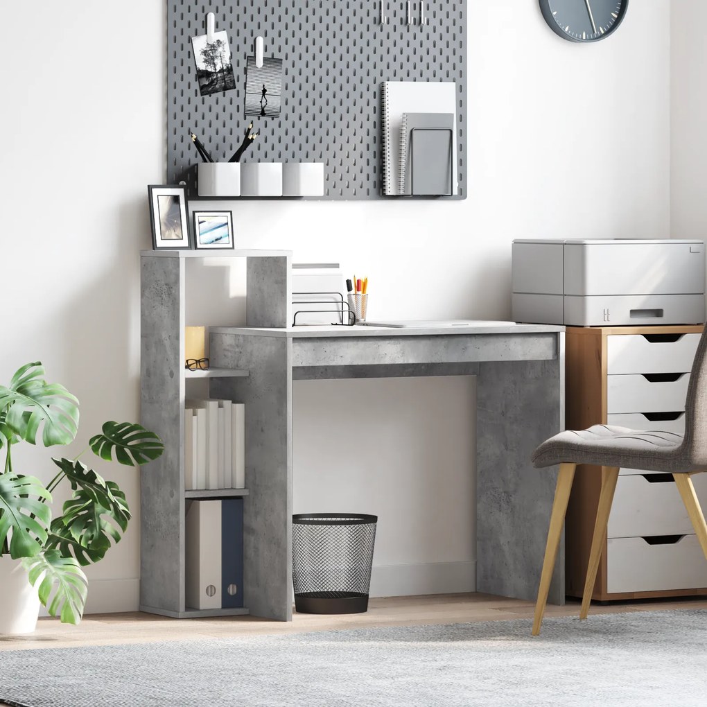 vidaXL Escrivaninha Cinza betão Laminado efeito betão, madeira engenheirada
