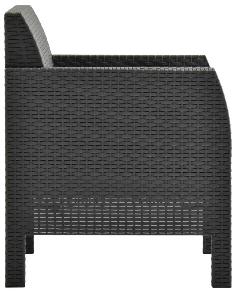 Cadeiras de jardim com almofadões 2 pcs vime PP antracite