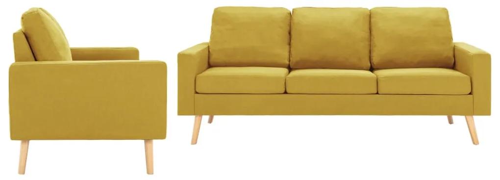 3056640 vidaXL 2 pcs conjunto de sofás tecido amarelo