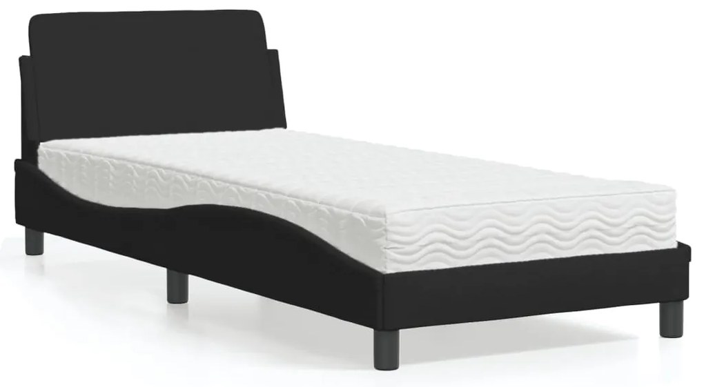 Cama com colchão 80x200 cm tecido preto