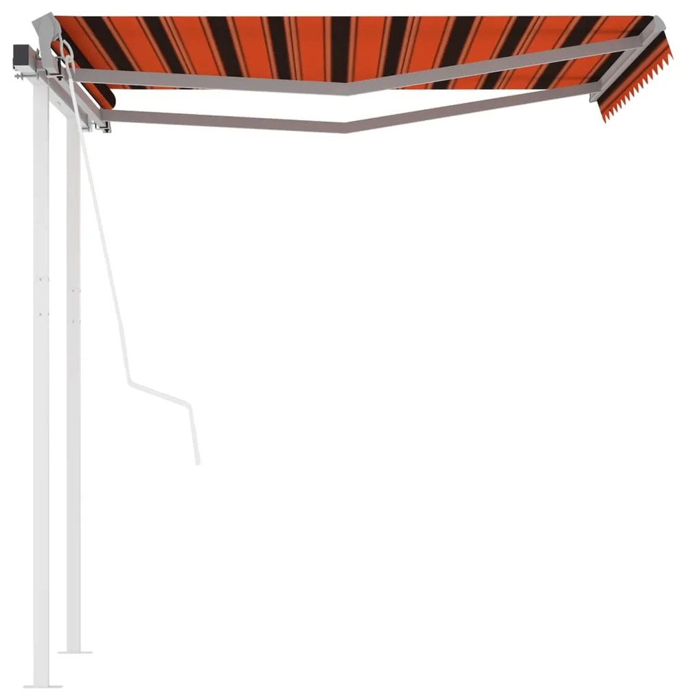 Toldo retrátil automático com postes 3,5x2,5 m laranja/castanho