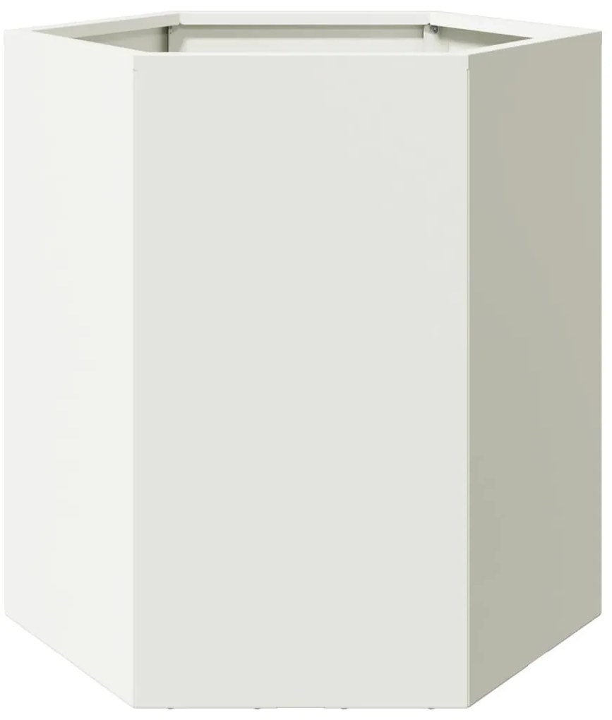 Vasos floreiras de jardim 2 pcs hexagonal 46x40x45cm aço branco