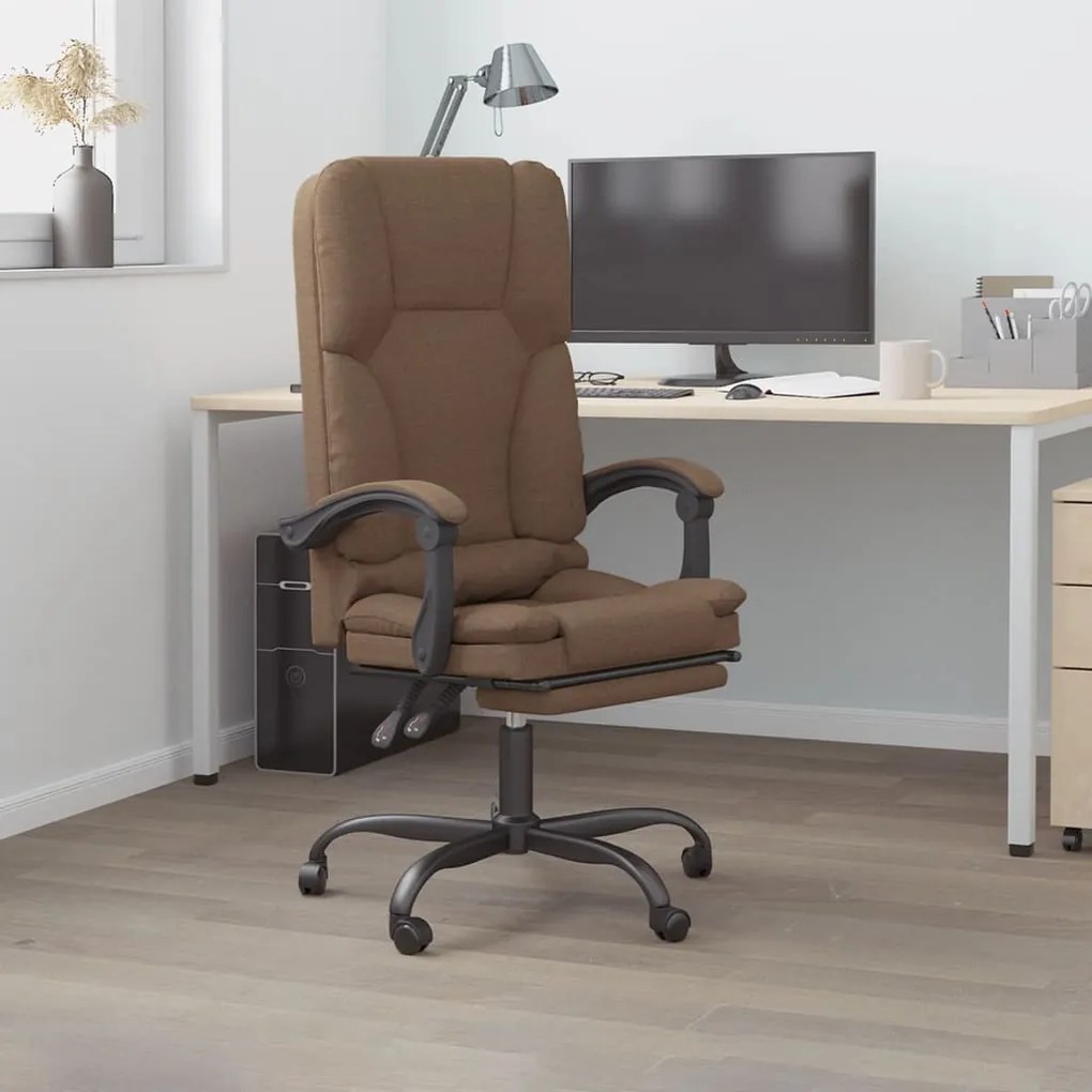 vidaXL Cadeira massagens escritório reclinável tecido castanho