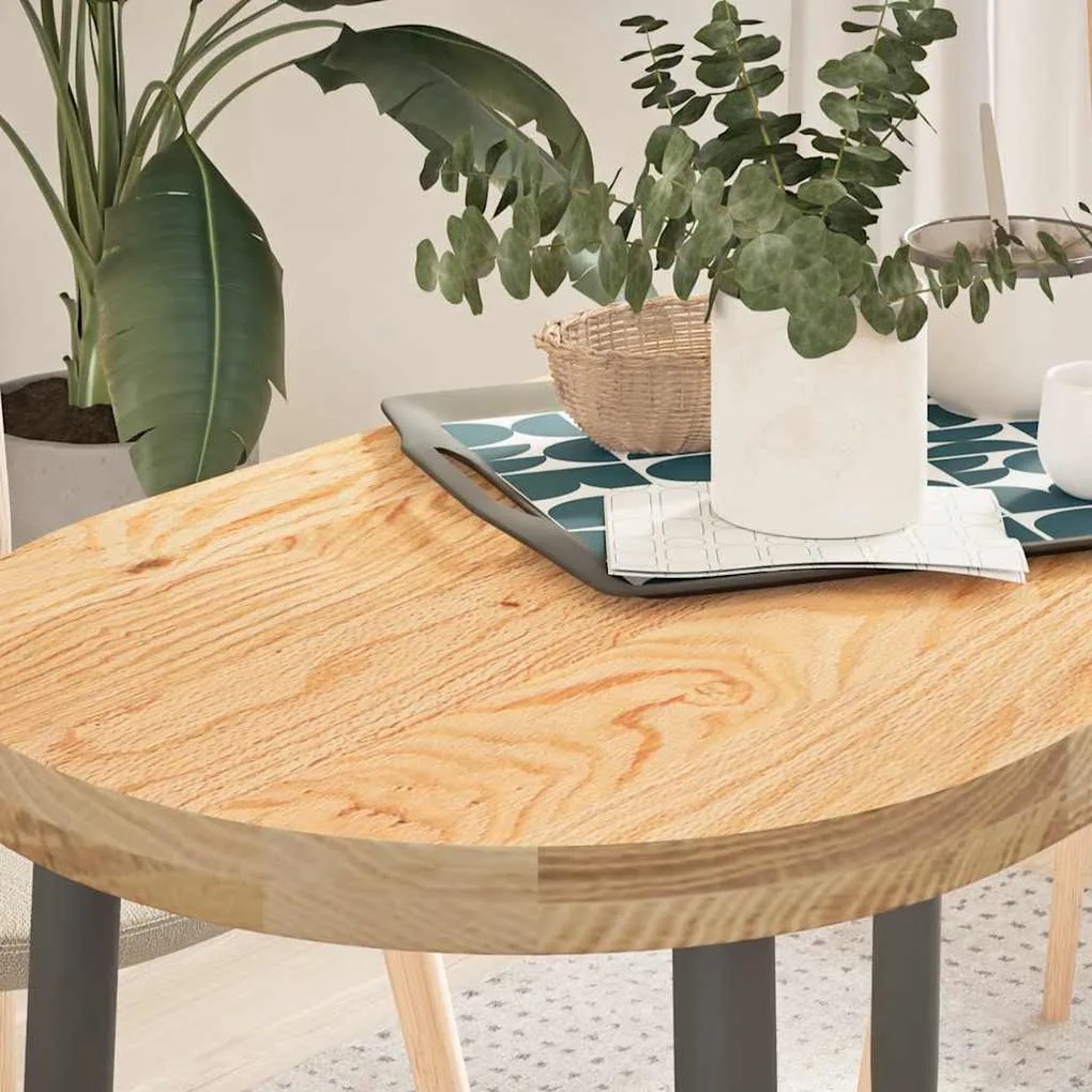 vidaXL Tampo de mesa 100x50x4 cm madeira de carvalho maciça oval