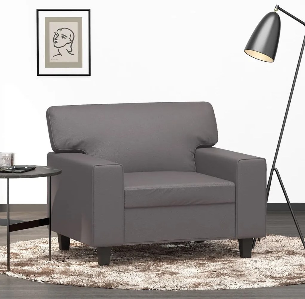 Poltrona 60 cm couro artificial cinzento