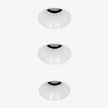 Pack De 3 Downlights Led Embutidos Sem Moldura Trimless Redondos Em Alumínio Luisiana Branco & Branco Cálido 2700k & Ø5,3 Cm & 8 W & 23º - Sklum
