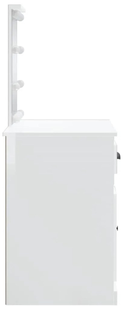 Toucador Enza com Espelho e Luzes LED - Branco Brilhante - Design Mode
