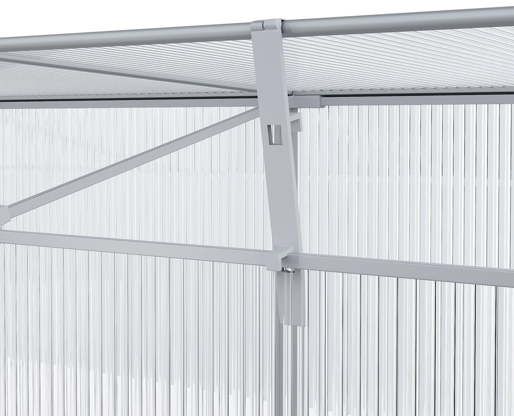 Outsunny Estufa de Jardim Alumínio Policarbonato Transparente Viveiro para Plantas Culturas 180x51x51cm