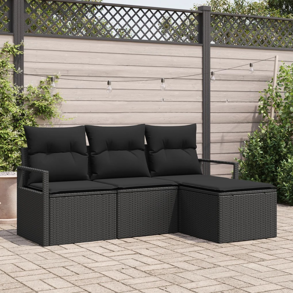 Conjunto de Sofá de Jardim vidaXL de 4 Peças com Almofadas Rattan Pret