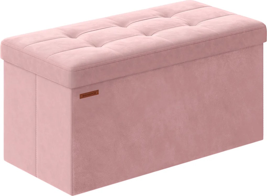 Banco entrada ou quarto arrumação carregável até 300 kg 38 x 76 x 38 cm cor-de-rosa pastel
