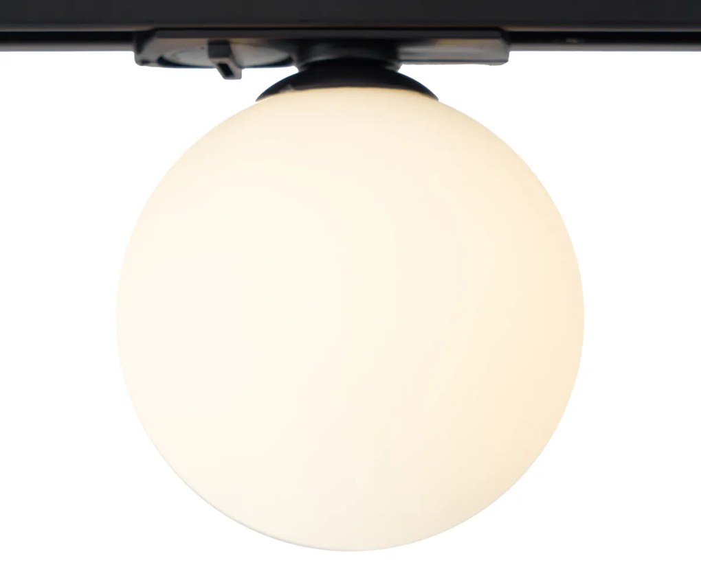 Plafon Moderno Preto com Vidro Branco para Sistema de Trilho Monofásico - Iconic Perle