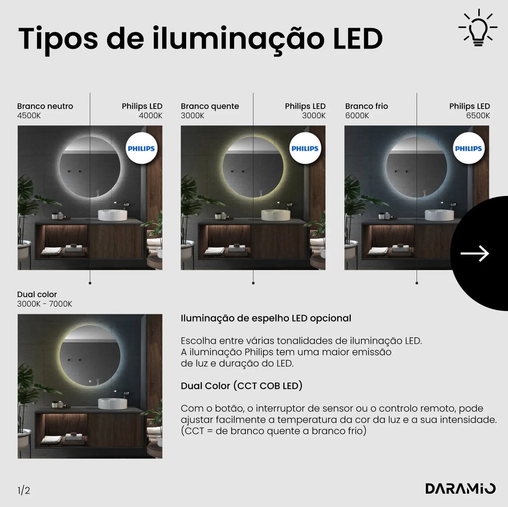 Espelho meia-lua com LED G9