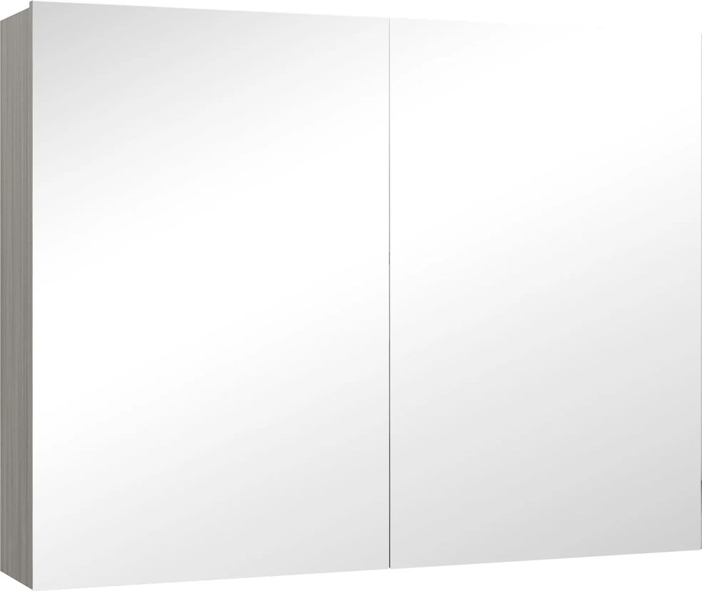HOMCOM Armário de Parede para Banheiro com Espelho Móvel para Banheiro Portas Duplas e Prateleiras Ajustáveis 80x15x60 cm Cinza | Aosom Portugal