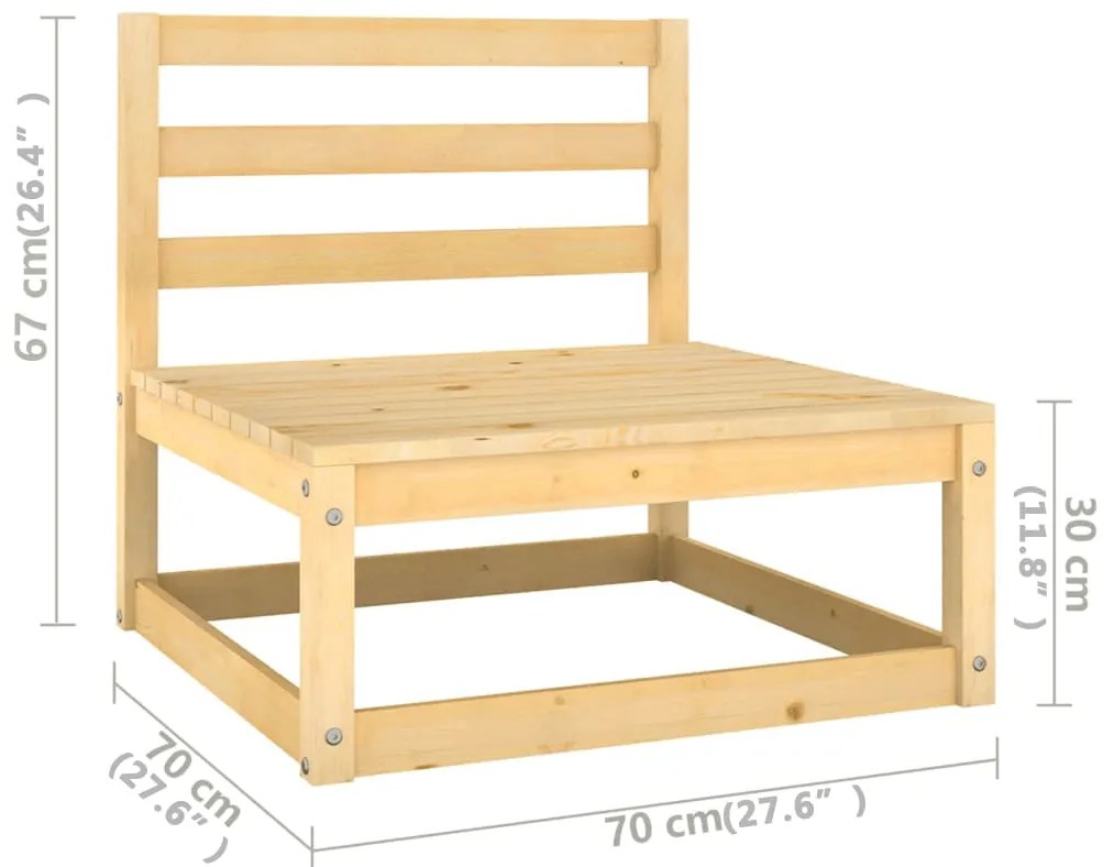 10 pcs conjunto lounge de jardim c/ almofadões pinho maciço