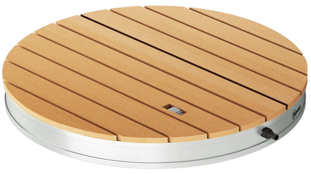 Outsunny Kit de Duche de Jardim Portátil Duche Exterior de Chão Altura Ajustável até 4 m para Campismo Piscina Praia Ø70,5x7,5 cm Madeira | Aosom Portugal
