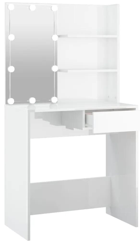 Toucador Elma com Espelho e Luzes LED - Branco Brilhante - Design Mode