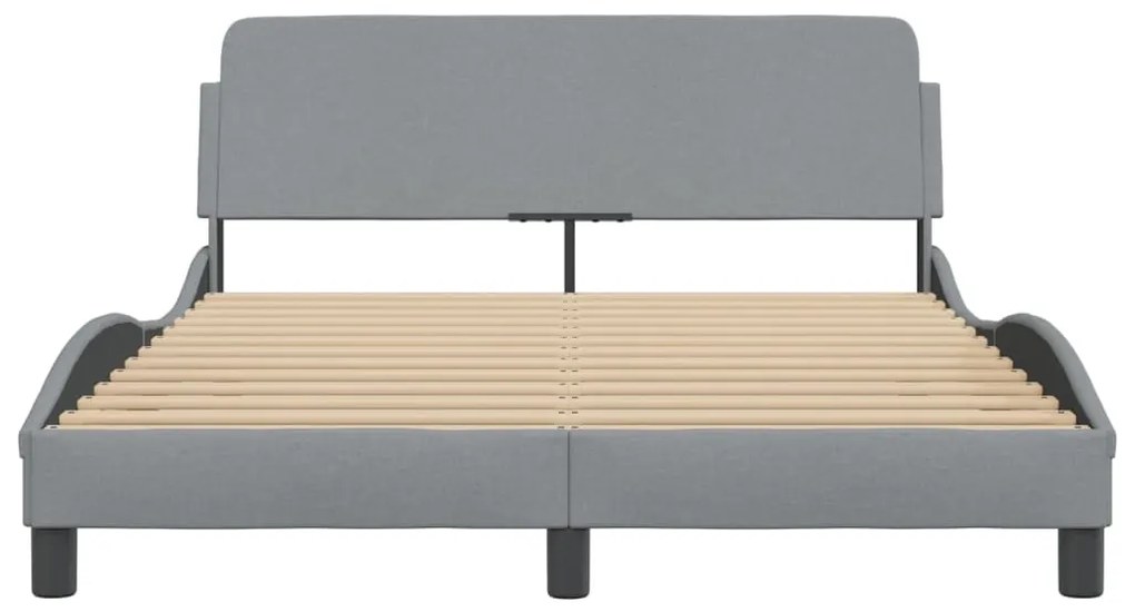 Estrutura de cama sem colchão 140x200 cm tecido cinzento-claro