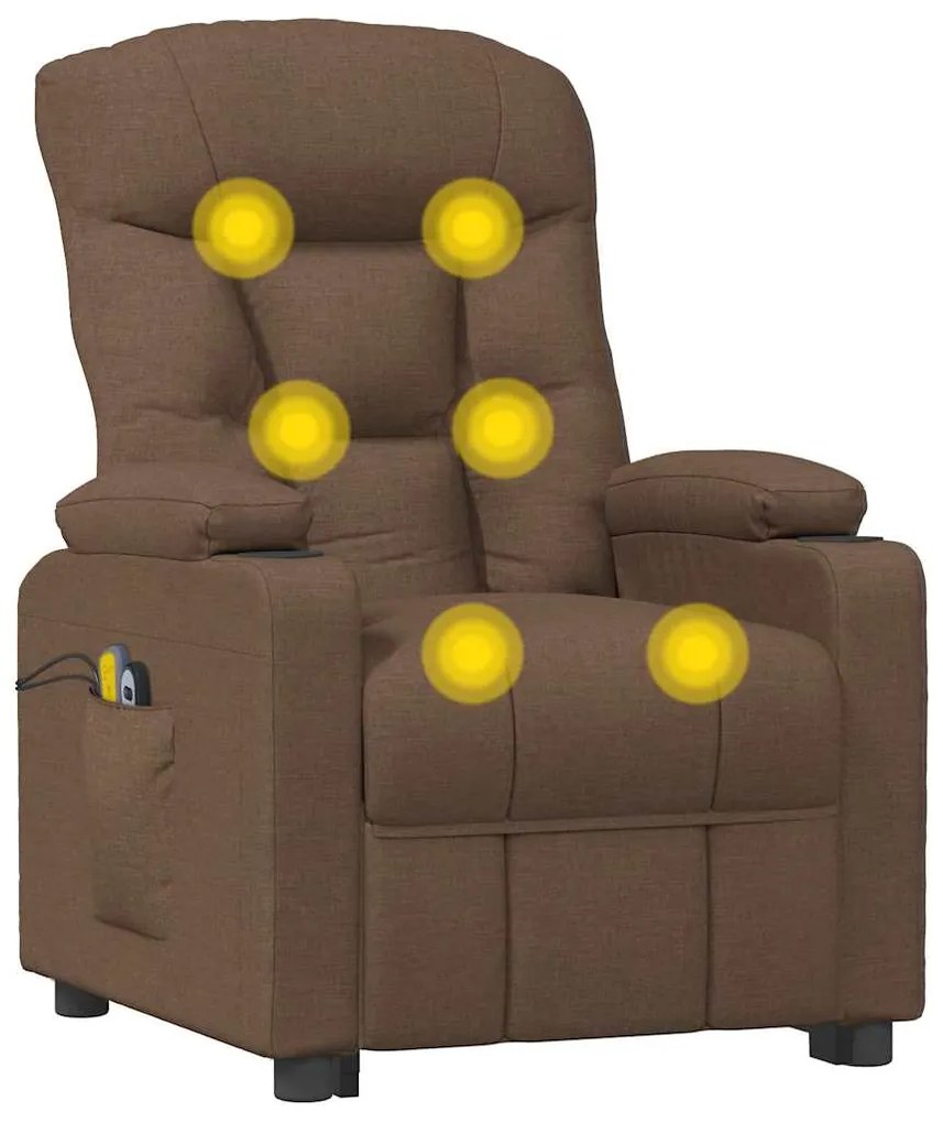 Poltrona elevatória de massagens tecido castanho