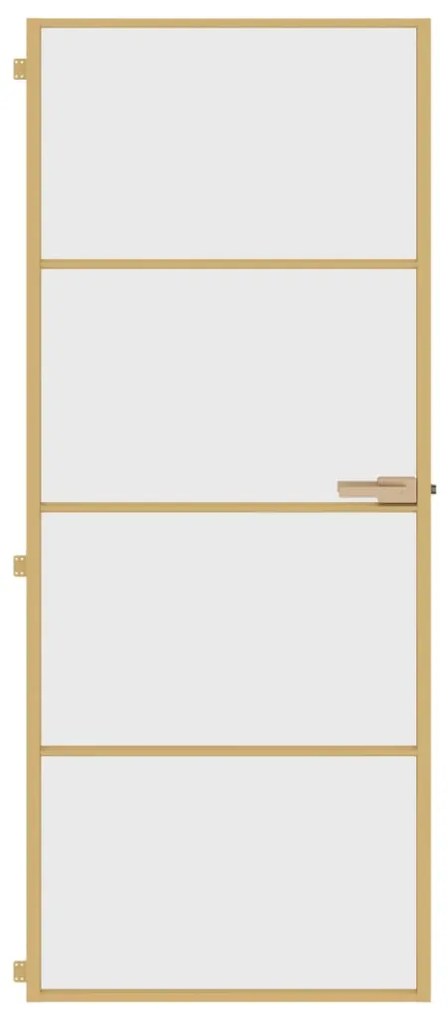 Porta interior 83x201,5 cm vidro temperado e alumínio dourado