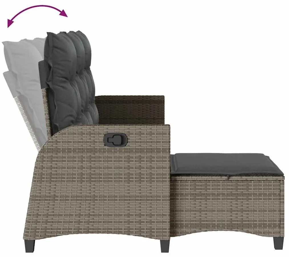 3 pcs conjunto sofás de jardim com almofadões em L vime PE