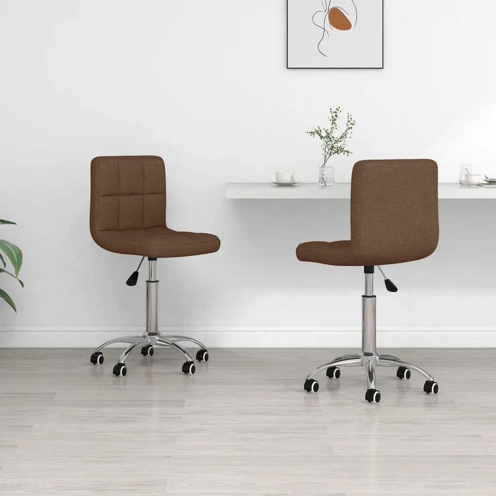 vidaXL Cadeiras de jantar giratórias 2 pcs tecido castanho