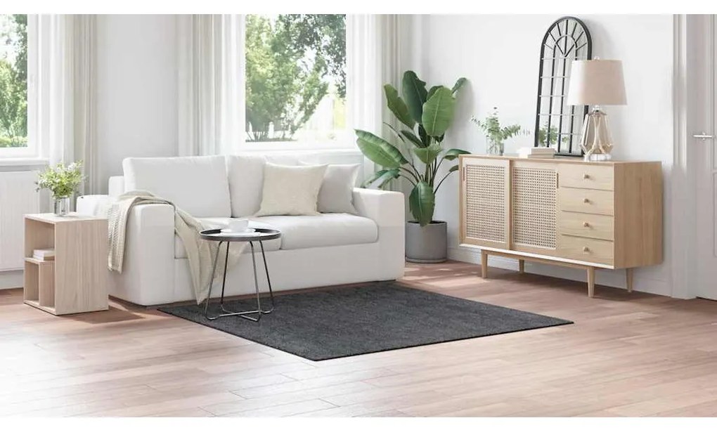 Tapete Shaggy vidaXL com Base de Látex Cinza Escuro 160x160 cm