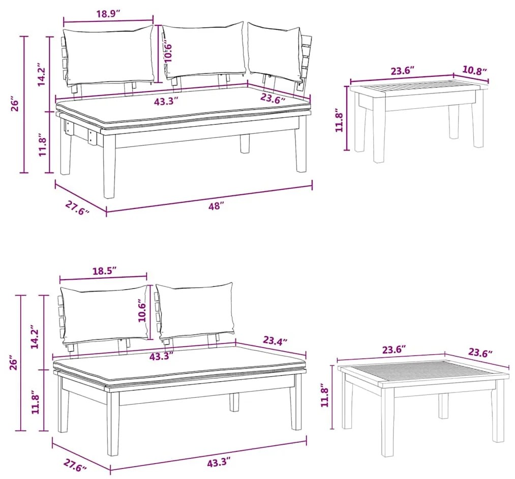 Conjunto de Jantar de Jardim com 5 Peças - Madeira Teak Sólida