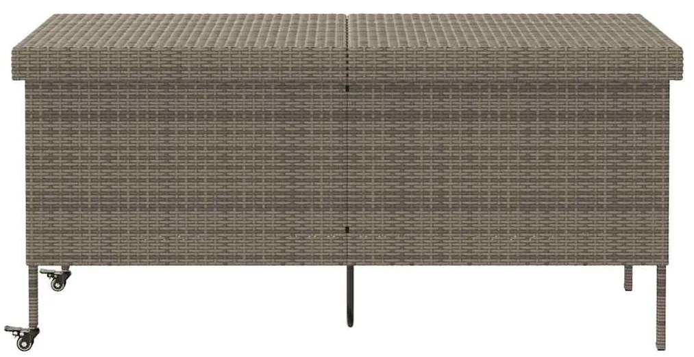 Caixa de arrumação com rodas 160x55x75 cm vime PE cinzento
