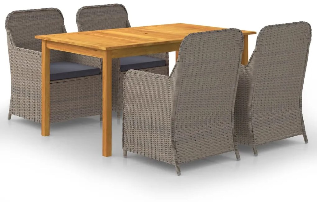 vidaXL 5 pcs conjunto de jantar para jardim castanho