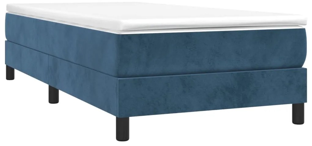 Cama com molas/colchão 80x200 cm veludo azul-escuro