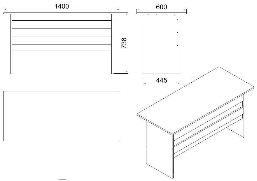 Secretária de Estudo VO1 – Branco – 140 cm x 73,8 cm x 60 cm