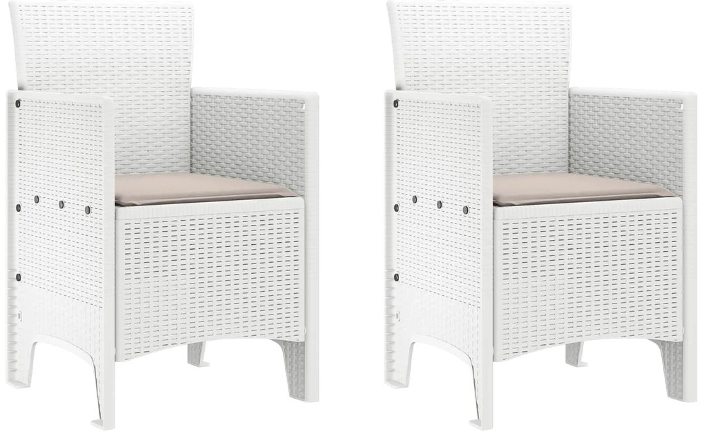 vidaXL Cadeira de Jardim 2 pcs Branco 53 x 49 x 85 cm Polipropileno