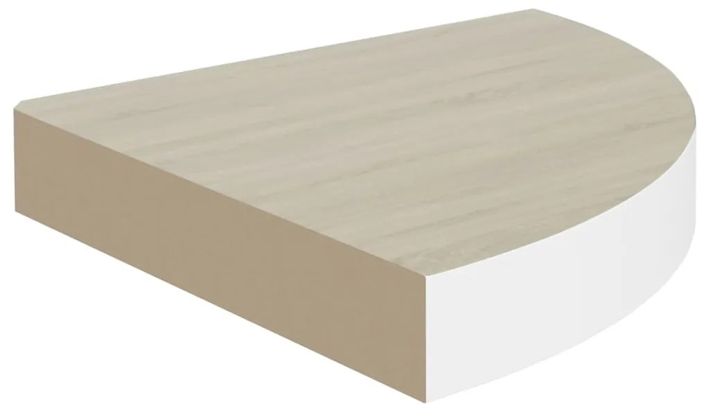 Prateleiras canto parede 4 pcs 35x35x3,8 cm MDF carvalho/branco