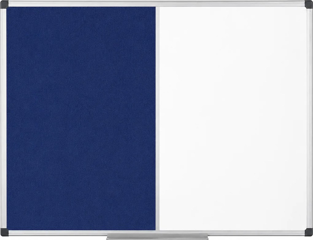 Bi Office - Quadro Combinado 45x60cm Feltro Azul / Branco Magnético Moldura Alumínio Maya