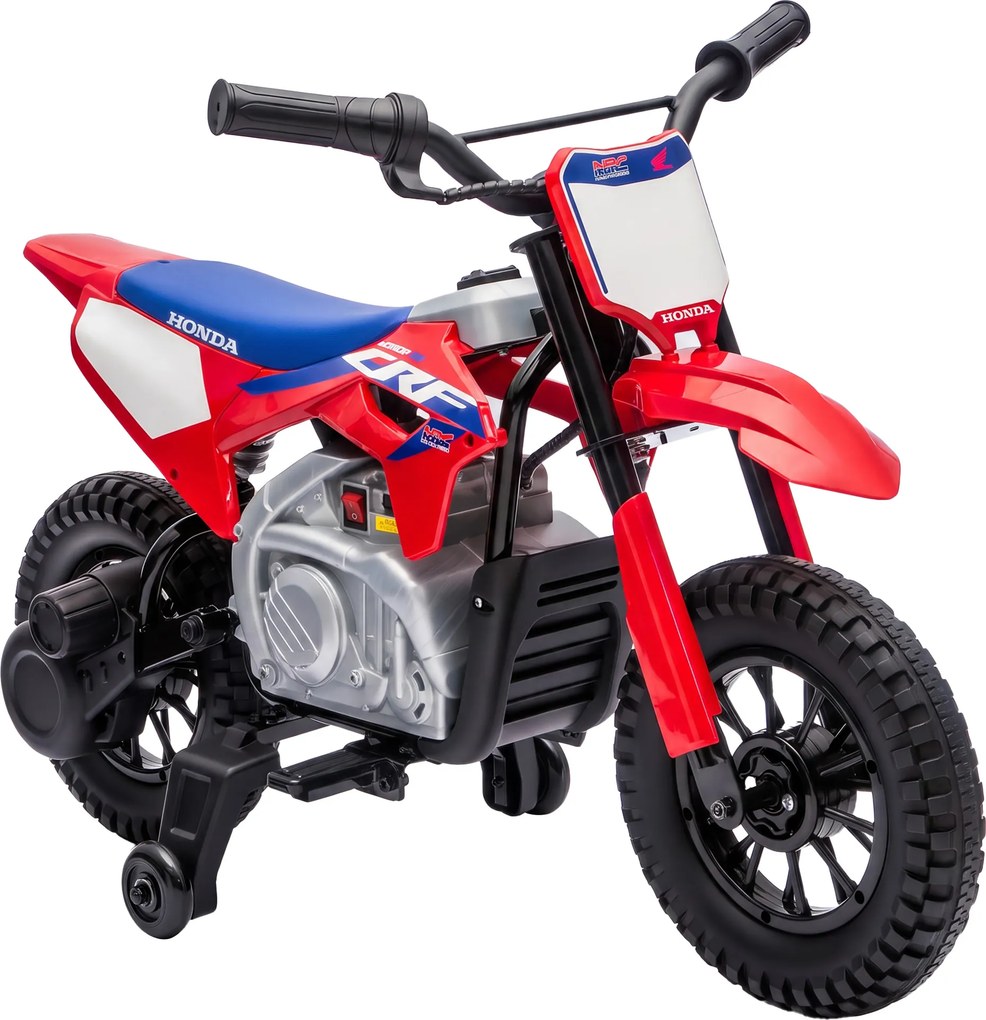 AIYAPLAY Moto Elétrica Infantil com Licença HONDA 12 V, Velocidade 3-6 km/h, Carro Elétrico Infantil 3+ anos, Vermelho e Azul | Aosom Portugal