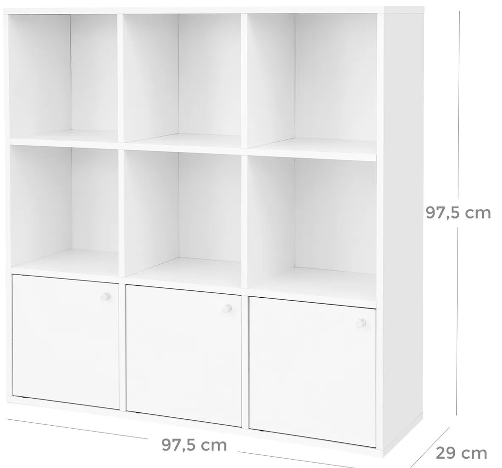 Estante cubos 3 portas armário 97,5 x 30 x 97,5 cm branco