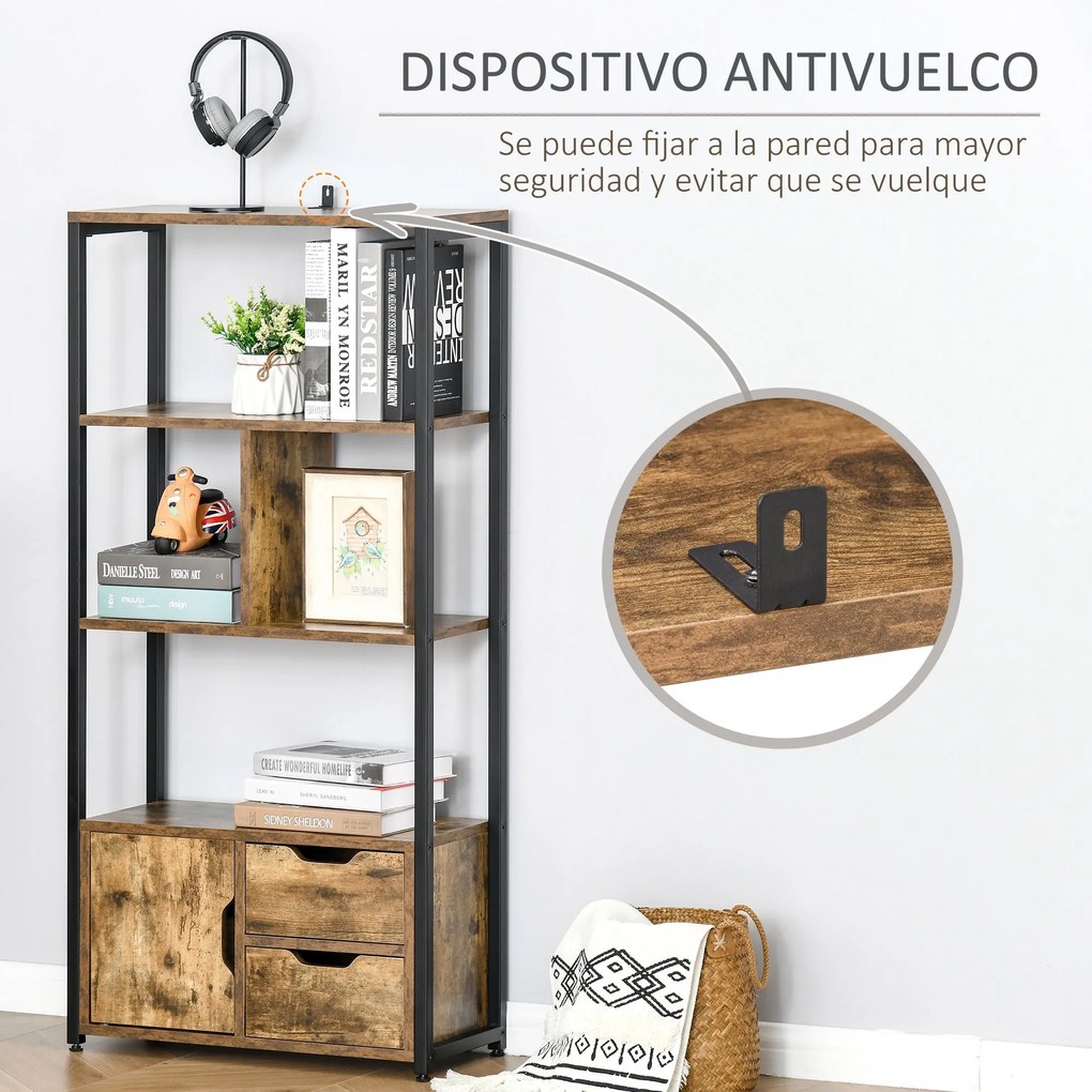 Estante com Prateleiras – Modelo Ålesund – 58x24x122 – Madeira – 6 Nív
