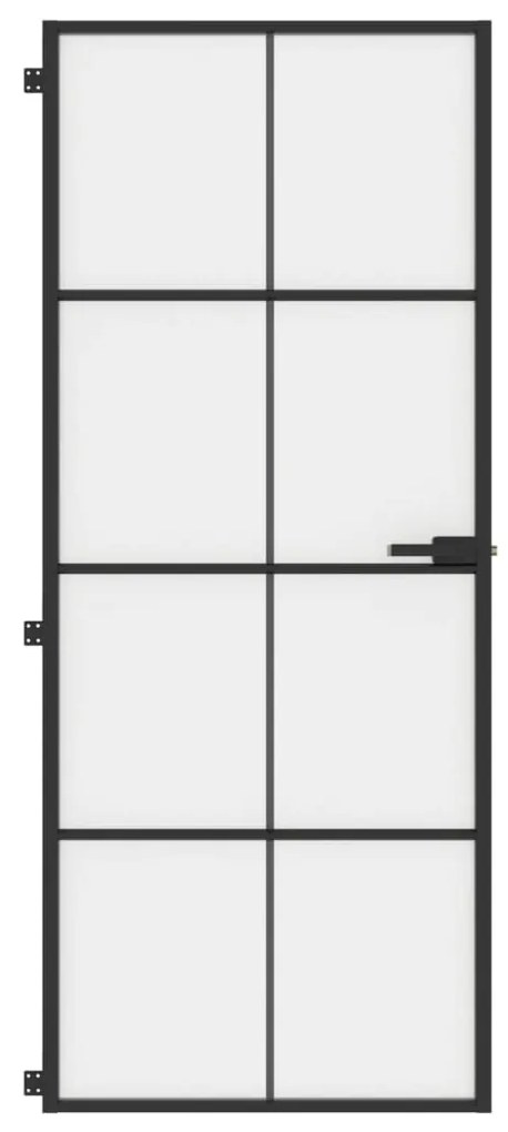 Porta interior 83x201,5 cm vidro temperado e alumínio preto