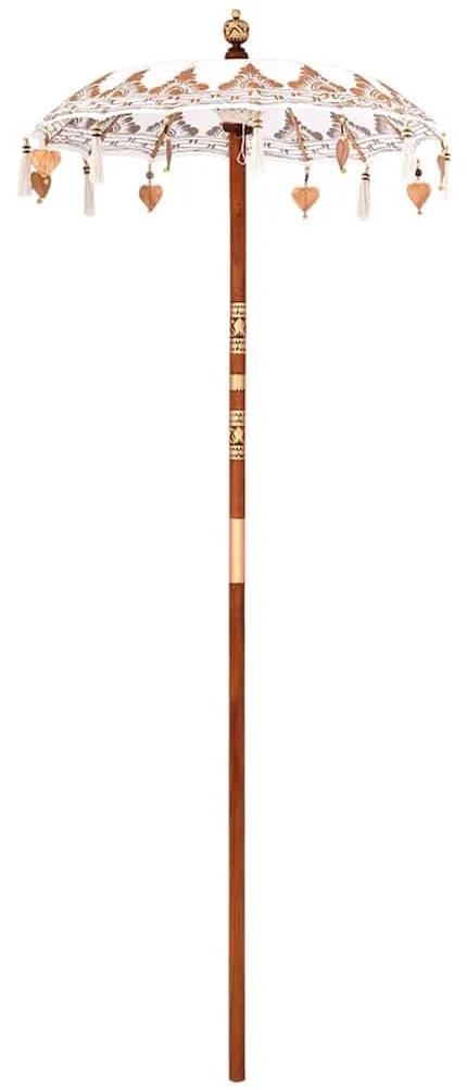 Parasol Balinês Outros Creme x 260 cm Algodão e madeira sólida