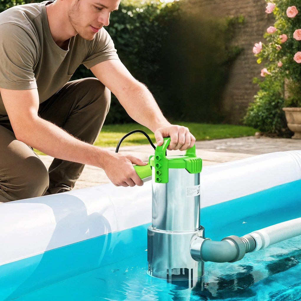 Bomba Submersível de Águas Residuais 1100W com Capacidade de 18000 l/h e Interruptor de Flutuador 16x15x40 cm Prata