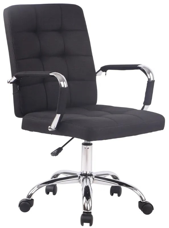 Cadeira de escritório Deli PRO em tecido com estrutura cromada 59 x 91-101 x 63 cm Preto