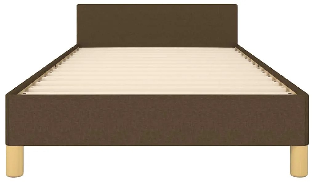 Estrutura de cama sem colchão 90x190 cm tecido castanho-escuro