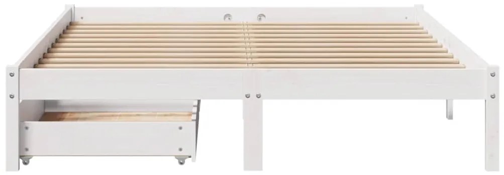 Cama sem colchão 135x190 cm madeira de pinho maciça branco