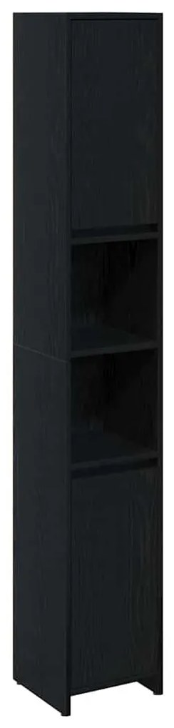 Armário de Banheiro vidaXL Preto Carvalho 30x30x183,5 cm Madeira engen