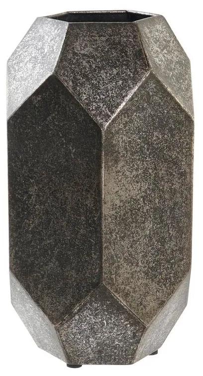 Vaso DKD Home Decor Cinzento Metal Moderno Geométrico (17 x 17 x 33 cm)