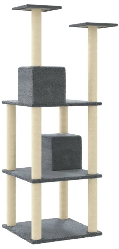 Árvore p/ gatos c/ postes arranhadores sisal 141cm cinza-escuro