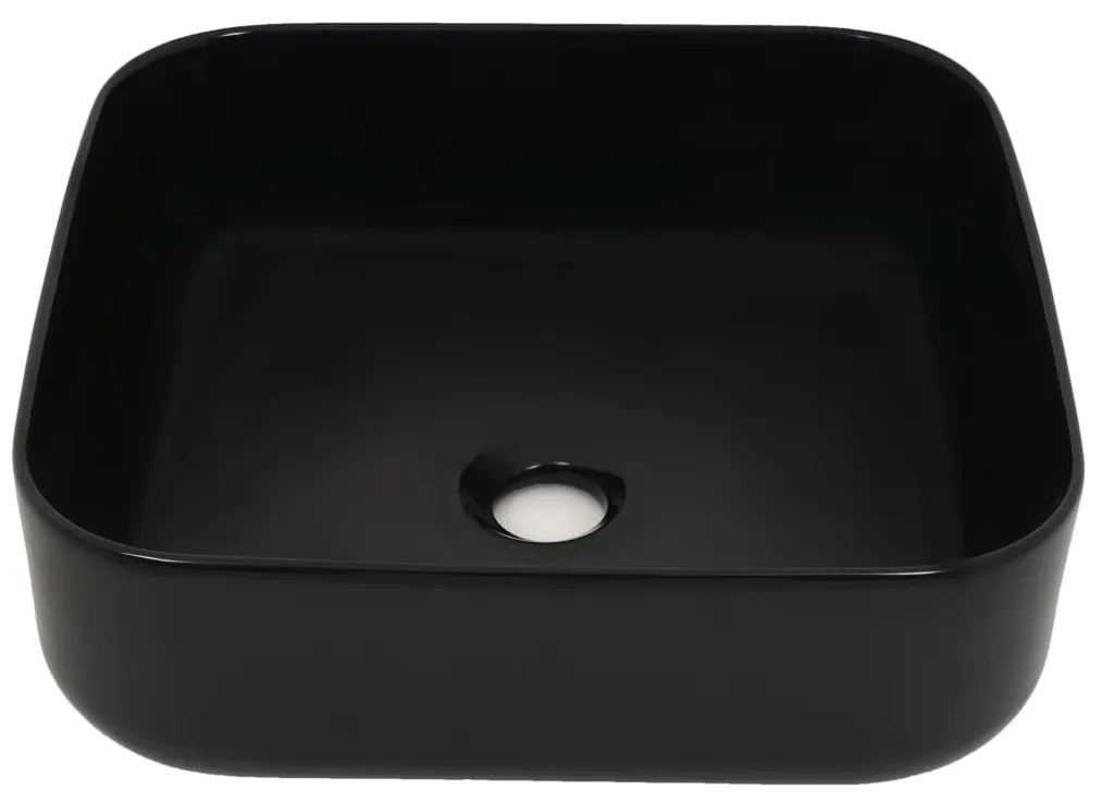 Lavatório de cerâmica 38x38x13,5 cm quadrado preto