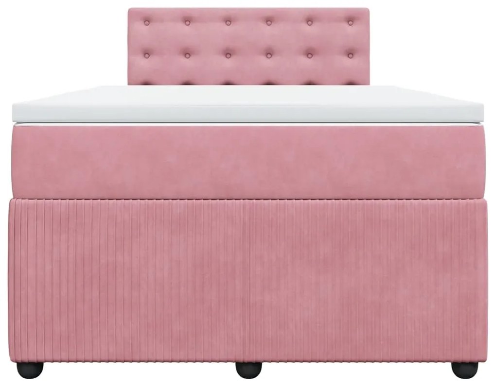 Cama boxspring com colchão 120x190 cm veludo rosa