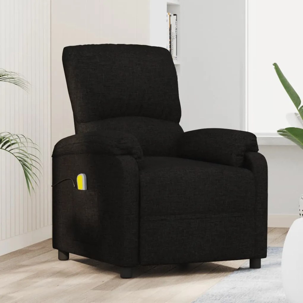 vidaXL Poltrona de massagens tecido preto
